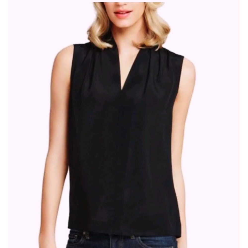 CAbi Black Blousy Silk Blend Tank Top
